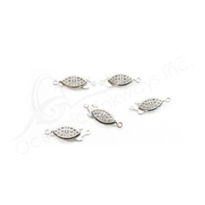 (CLOSE OUT) BEADS - METAL DECORATIVE CLASP (PK 5) 2 CM L X 3 MM T