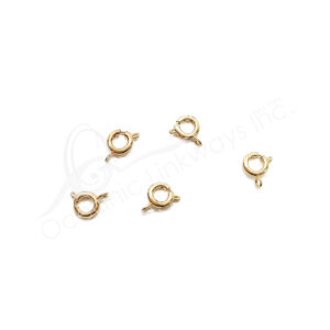 (CLOSE OUT) BEADS - METAL, GOLD ROUND CLASP  (PK 5) 6 MM DIA