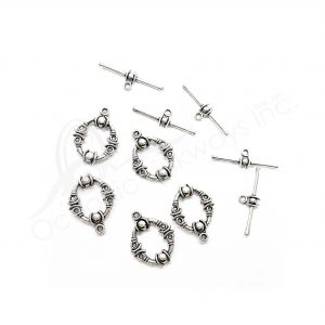 (CLOSE OUT) BEADS - METAL TOGGLE CLASP (PK 5) 2 CM L X 2 MM T