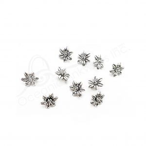 (CLOSE OUT) BEADS - METAL FLOWER WITH LOOP AT THE BACK (PK 10) 14 MM W