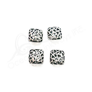 (CLOSE OUT) BEADS - METAL SQUARE WITH GEOMETRICAL CUTOUT  (PK 4) 13 MM W X 6 MM T