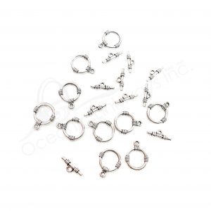 (CLOSE OUT) BEADS - METAL TOGGLE CLASP (PK 10 PAIRS) 1.5 CM D X 1 MM T