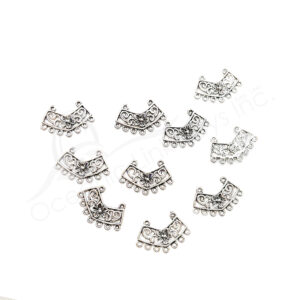 (CLOSE OUT) BEADS - METAL SETTING FOR NECKLACE WITH 7 LOOPS AT BOTTOM (PK 10) 2.5 CM W X 1 MM T