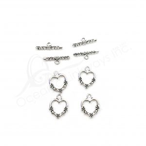 (CLOSE OUT) BEADS - METAL TOGGLE CLASP HEART (PK 22 PAIRS) 14 MM W X 2 MM T