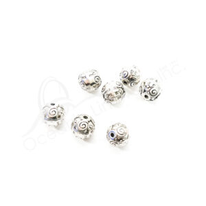 (CLOSE OUT) BEADS - METAL BALL WITH SPIRAL (PK 90) 1 CM L X 8 MM DIA