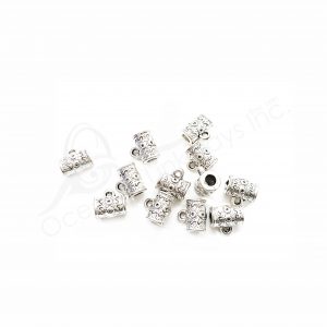 (CLOSE OUT) BEADS - METAL TUBE WITH SIDE LOOP (PK 140) 1 CM L X 6 MM DIA