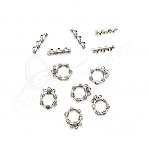 (CLOSE OUT) BEADS - METAL TOGGLE CLASP FOR TRIPLE ROW (PK 50 PAIRS) 13 MM D X 2 MM T