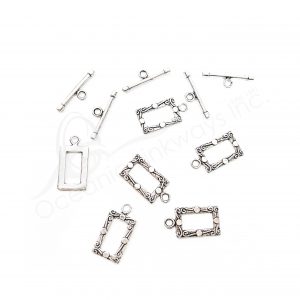 (CLOSE OUT) BEADS - METAL RECTANGLE TOGGLE CLASP (PK 50 PAIRS) 2 CM L X 1 MM T