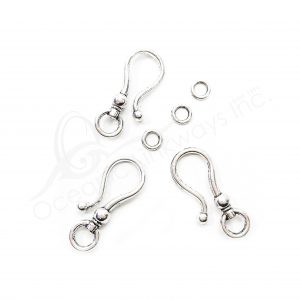 (CLOSE OUT) BEADS - METAL HOOK TOGGLE CLASP (PK 20) 3.5 CM L X 2 MM T