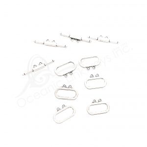 (CLOSE OUT) BEADS - METAL OVAL TOGGLE CLASP FOR DOUBLE ROW (PK 50 PAIRS) 2 CM L X 2 MM T