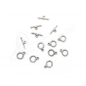 (CLOSE OUT) BEADS - METAL TWISTED TOGGLE CLASP (PK 100 PAIRS) 8 MM D X 2 MM T