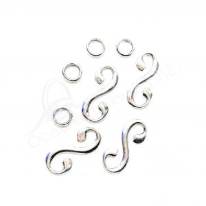 (CLOSE OUT) BEADS - METAL S HOOK TOGGLE CLASP (PK 20 PAIRS) 33 MM L X 2 MM T