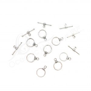 (CLOSE OUT) BEADS - METAL TOGGLE CLASP (PK 100 PAIRS) 1 CM D X 1 MM T