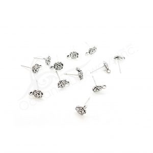 (CLOSE OUT) BEADS - METAL EARRINGS FLOWER WITH LOOP (PK 100) 12 MM L X 6 MM DIA