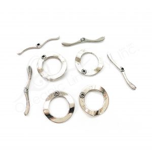 (CLOSE OUT) BEADS - METAL WAVY TOGGLE CLASP (PK 20 PAIRS) 3 CM D X 2 MM T