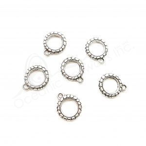 (CLOSE OUT) BEADS - METAL TEXTURED RING WITH LOOP (PK 20) 19 MM D X 3 MM T