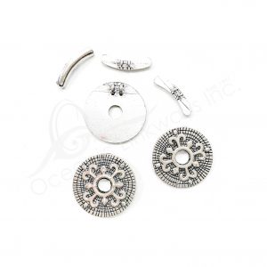 (CLOSE OUT) BEADS - METAL WIDE TOGGLE CLASP (PK 10 PAIRS) 3 CM D X 1 MM T