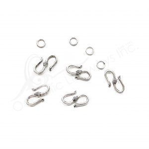 (CLOSE OUT) BEADS - METAL S HOOK TOGGLE CLASP (PK 50 PAIRS) 2 CM L X 2 MM T
