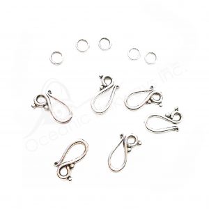 (CLOSE OUT) BEADS - METAL HOOK TOGGLE CLASP (PK 50 PAIRS) 2 CM L X 2 MM T