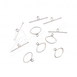 (CLOSE OUT) BEADS - METAL OVAL TOGGLE CLASP (PK 50 PAIRS) 19 MM L X 2 MM T