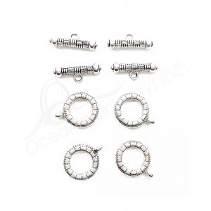 (CLOSE OUT) BEADS - METAL THICK TOGGLE CLASP (PK 20 PAIRS) 19 MM D X 3 MM T