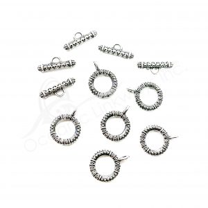 (CLOSE OUT) BEADS - METAL THICK TOGGLE CLASP (PK 50 PAIRS) 17 MM D X 2 MM T
