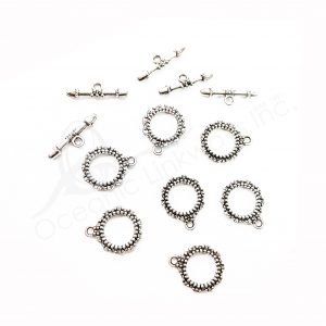 (CLOSE OUT) BEADS - METAL DOTTED TOGGLE CLASP (PK 50 PAIRS) 2 CM D X 3 MM T