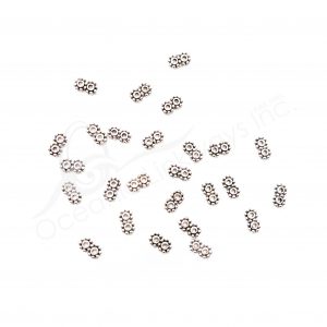 (CLOSE OUT) BEADS - METAL FLOWER SPACER FOR DOUBLE ROW (PK 500) 6 MM L X 1 MM T