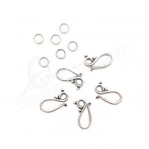 (CLOSE OUT) BEADS - METAL HOOK TOGGLE CLASP (PK 50 PAIRS) 2 CM L X 2 MM T