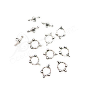 (CLOSE OUT) BEADS - METAL TOGGLE CLASP (PK 100 PAIRS) 12 MM D X 2 MM T