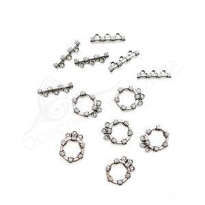 (CLOSE OUT) BEADS - METAL TOGGLE CLASP FOR TRIPLE ROW (PK 50 PAIRS) 13 MM D X 2 MM T