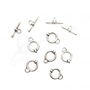 (CLOSE OUT) BEADS - METAL TOGGLE CLASP (PK 30 PAIRS) 16 MM D X 2 MM T