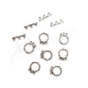 (CLOSE OUT) BEADS - METAL TOGGLE CLASP FOR 3 ROWS (PK 50 PAIRS) 1.5 CM D X 3 MM T