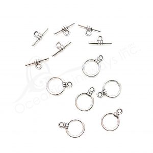 (CLOSE OUT) BEADS - METAL TOGGLE CLASP (PK 50 PAIRS) 14 MM D X 2 MM T