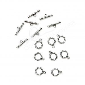 (CLOSE OUT) BEADS - METAL TOGGLE CLASP WITH ROPE WRAPPED (PK 100 PAIRS) 11 MM D X 2 MM T