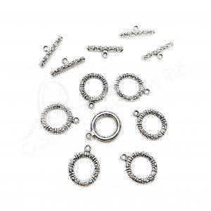 (CLOSE OUT) BEADS - METAL TOGGLE CLASP (PK 50 PAIRS) 16 MM D X 2 MM T