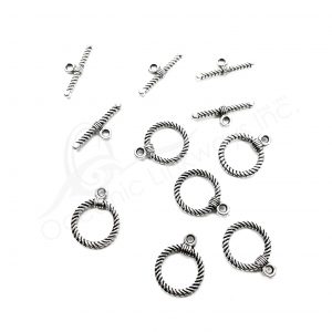 (CLOSE OUT) BEADS - METAL TWISTED TOGGLE CLASP (PK 50 PAIRS) 16 MM D X 1 MM T