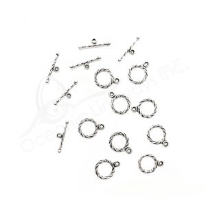 (CLOSE OUT) BEADS - METAL TWISTED TOGGLE CLASP (PK 100 PAIRS) 11 MM D X 1 MM T