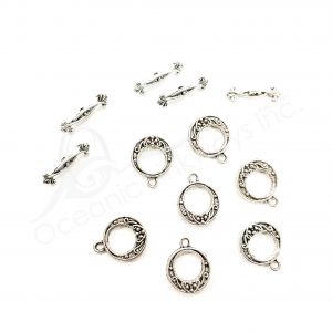 (CLOSE OUT) BEADS - METAL TWISTED TOGGLE CLASP (PK 50 PAIRS) 1.5 CM D X 2 MM T
