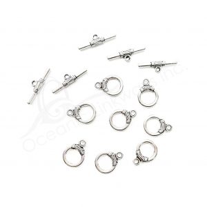 (CLOSE OUT) BEADS - METAL TOGGLE CLASP (PK 50 PAIRS) 13 MM D X 2 MM T