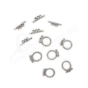 (CLOSE OUT) BEADS - METAL TOGGLE CLASP FOR 3 ROWS (PK 50 PAIRS) 11 MM D X 2 MM T
