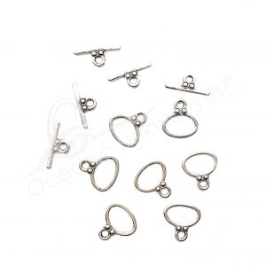 (CLOSE OUT) BEADS - METAL OVAL TOGGLE CLASP (PK 50 PAIRS) 17 MM W X 1 MM T