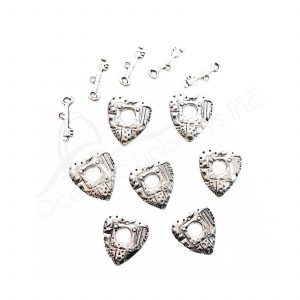 (CLOSE OUT) BEADS - METAL THICK HEART TOGGLE CLASP (PK 50 PAIRS) 2 CM W X 1 MM T