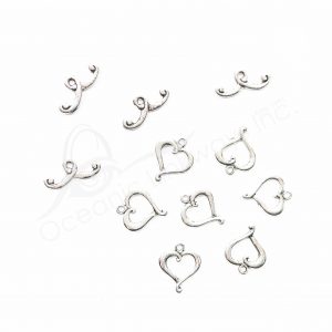 (CLOSE OUT) BEADS - METAL HEART TOGGLE CLASP (PK 100 PAIRS) 12 MM W X 1 MM T