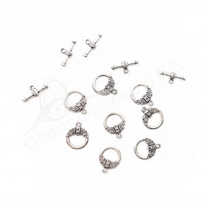 (CLOSE OUT) BEADS - METAL MEDIEVAL TOGGLE CLASP (PK 100 PAIRS) 12 MM D X 1 MM T