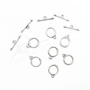 (CLOSE OUT) BEADS - METAL TOGGLE CLASP (PK 50 PAIRS) 14 MM D X 2 MM T
