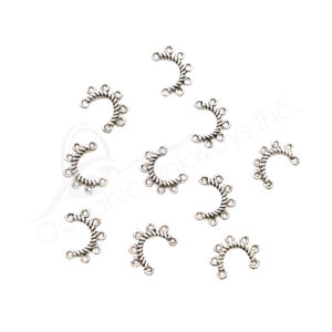 (CLOSE OUT) BEADS - METAL CURVE WITH 5 LOOPS (PK 100) 1.5 CM W X 1 MM T