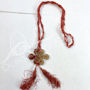 (CLOSE OUT) NECKLACE - ORANGE CORD WITH CELTIC KNOT