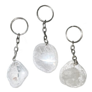 Crystal Quartz Ema Egg Keychain