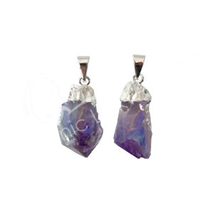 Rough AB Plated Amethyst Pendant 1.5-1.75"